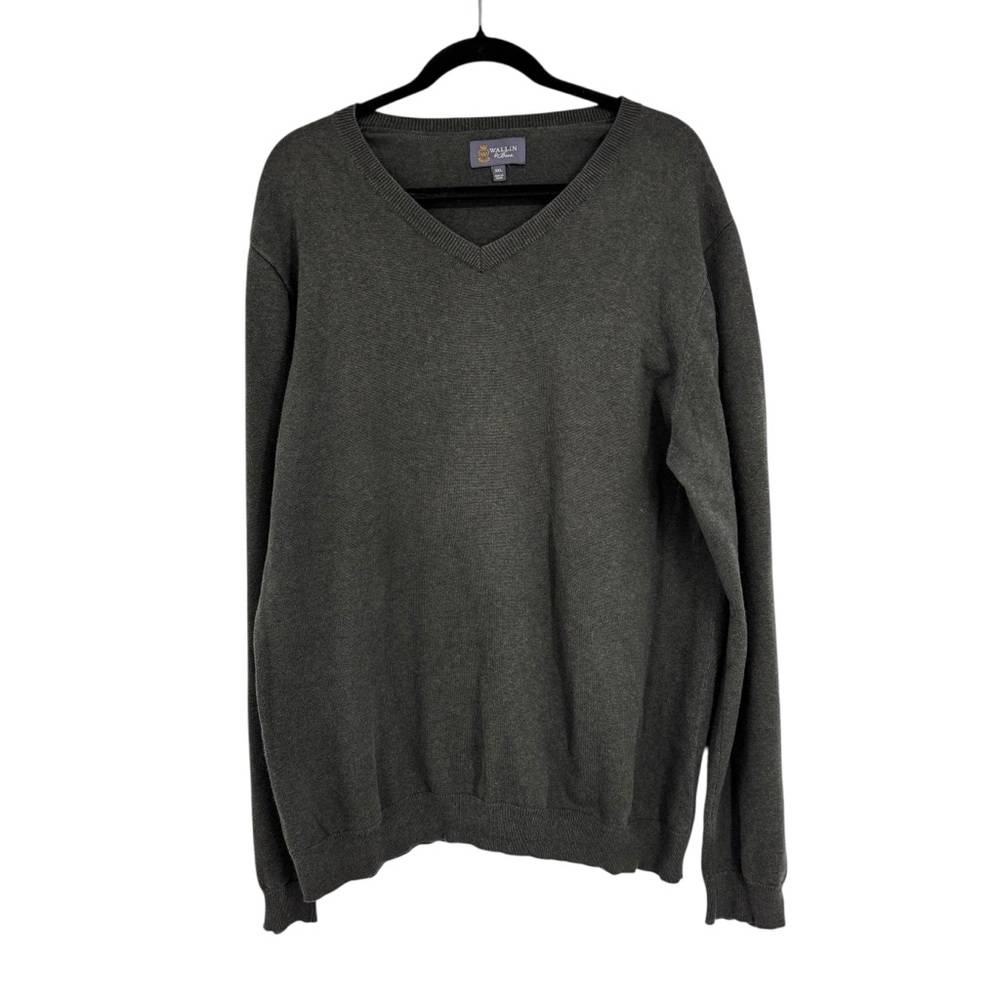 Men’s Wallin & Bros Size XXL Deep Green V-Neck 95% Cotton/5% Cashmere Sweater